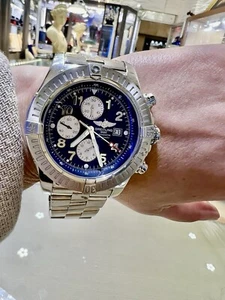 Breitling Super Avenger Chronograph Automatic Blue Arabic 1/4th second A13370 - Picture 1 of 18