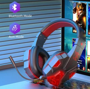 LED Auriculares Audifonos Inalambricos Bluetooth 5.1 Con Microfono Gamer Para PC - Picture 1 of 22