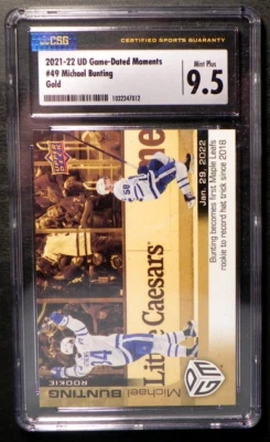 2021-22 21/22 Game Dated GOLD ROOKIE #49 Michael Bunting CSG 9.5 MINT / 100 - Image 1 of 3