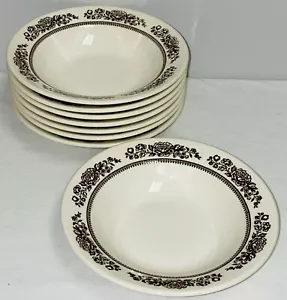 8 Royal China *CAVALIER IRONSTONE*SUSSEX BROWN FLOWERS*6 1/2" SOUP CEREAL BOWLS - Picture 1 of 2