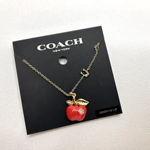 *Preppy COACH Signature Apple Necklace Brand New W/Tags Plated Brass and Enamel - Picture 1 of 6