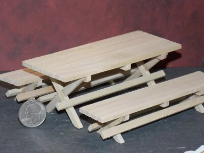 Dollhouse Miniature Garden Picnic Table 1:12 one inch scale Dollys Gallery C84 - Image 1 of 3