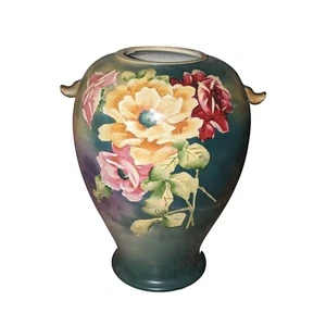 Antico vaso floreale grande 12 7/8" dipinto a mano 1910 - Foto 1 di 7