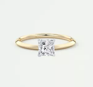 5/8 kt Princess D/VVS Lab Created gewachsener Diamant Solitärring 14 K Gelbgold - Bild 1 von 1