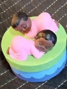 2 small African American Baby Cup cake Topper Decoration Baby Shower - Girl - Picture 1 of 5