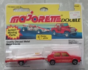Rare 1970s Set Majorette Sedan Glider Transport Trailer 320 Volkswagen Gulf MIP - Picture 1 of 8