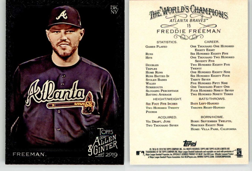 Freddie Freeman 2019 Topps Allen & Ginter X #15 Braves Dodgers - Image 1 of 1