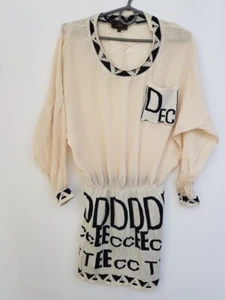 Vintage Womens Fendi Mini Dress 100 % Silk Ivory Tunic Pockets 3/4 sleeve - Picture 1 of 20