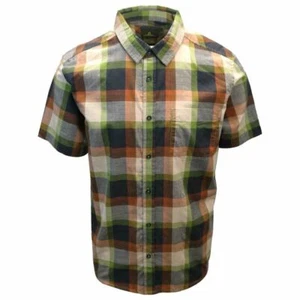 prAna Men's Charcoal Green Orange Box Plaid Benton S/S Woven Shirt S05 - Picture 1 of 6