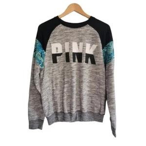 PINK by Victoria's Secret Color Block Hawaiian Print Sweatshirt Size Small - Picture 1 of 3