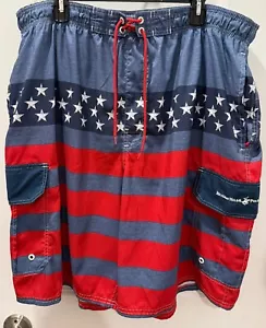 BEVERLY HILLS POLO CLUB SWIM TRUNKS MEN'S 2XL RED BLUE MULTI-MESH LINED - Picture 1 of 12