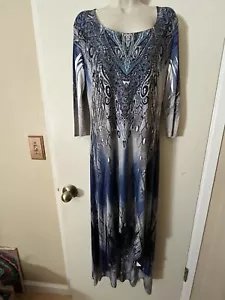 S Twelve Sz 12 Dress Sz L High Low Hem Embellished Scoop Neckline 3/4 Sleeve USA - Picture 1 of 12
