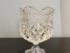 Shannon Lead Crystal Compote Pedestal Tulip Rim Rose Bowl 7" Designs of Ireland - Picture 1 of 7