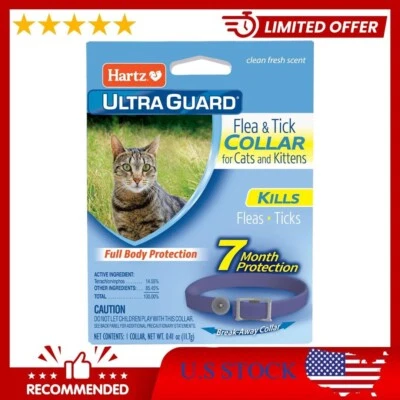 Hartz UltraGuard 跳蚤蜱项圈猫和小猫 7 个月保护,1 克拉 — 第 1/4 张图片