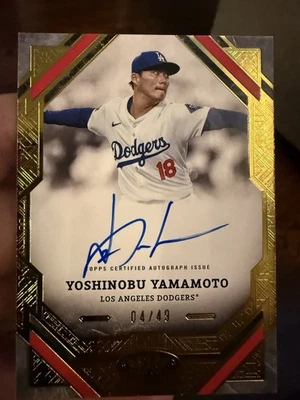 YOSHINOBU YAMAMOTO 2025 TOPPS TIER ONE #T1A-YY AUTOGRAPH AUTO 4/49 DODGERS - Image 1 of 2