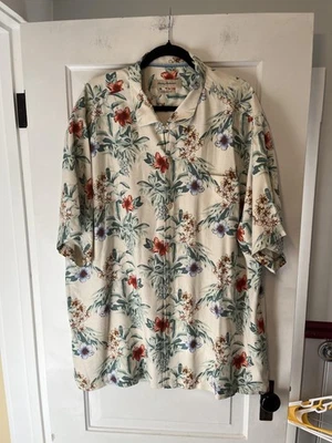 Tommy Bahama Shirt Mens 2XL Cream Silk Camp Hawaiian Floral Original Fit Casual - Image 1 of 4