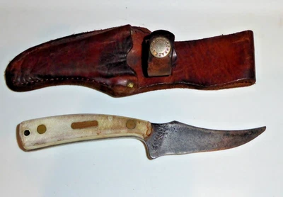 Old Timer Schrade 152 OT Sharp Finger Fixed Blade Knife w/ Sheath USA Vintage - Image 1 of 4