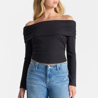 Top de mujer N.W.T No Boundaries fuera del hombro con mangas largas. X-Small 0-2 Foto 1 de 4