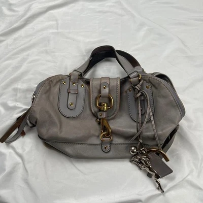 Chloe Kerala Tote Bag Gray Greige Leather Satchel with Horse Charm Japan Used - Image 1 of 4