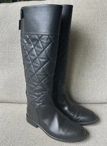 Chanel schwarze Leder Steppstiefel Größe 36 - Bild 1 von 7