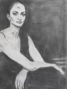 WOMAN PORTRAIT GRAPHITE PENCIL PAINTING SIGNED - Picture 1 of 12