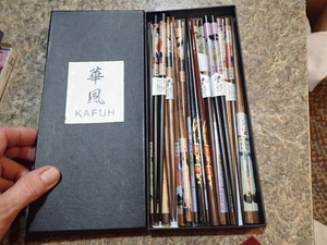 Kafuh Box with Chopsticks 8 sets are new 2 are used -China / Japan - Picture 1 of 6