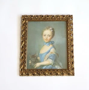 "Marco de fotos dorado dorado tallado pesado ornamentado de colección 14"" X 12"" - niña con gato" - Imagen 1 de 8