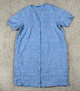 Abito donna J. Mclaughlin extra large blu lino chambray manica corta XL - Foto 1 di 9