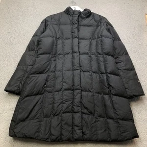 Eddie Bauer Goose Down Acrylic Quilted Puffer Jacket Womens L Long Sleeve Black - Picture 1 of 17