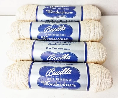 Bucilla Wondersheen Crochet Knitting Cotton Ivory Off White Shade Lot 4 Skeins - Image 1 of 2