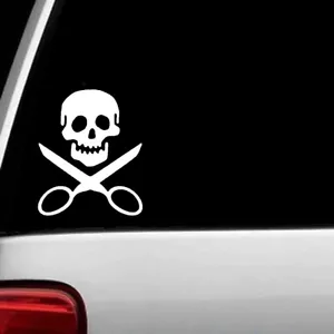 FRISEUR FRISEUR SCHÄDEL SCHERE FENSTER AUFKLEBER STICKER AUTO LKW SUV Haare - Bild 1 von 1