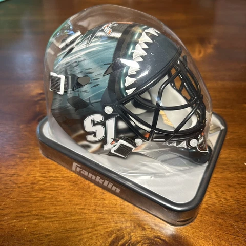 San Jose Sharks NHL Team Logo Mini Hockey Goalie Mask with Case Cover