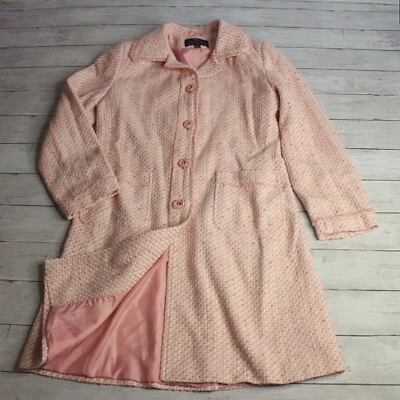Abrigo largo de invierno Gallery vintage para mujer talla S rosa blanco tejido tweed Foto 1 de 4