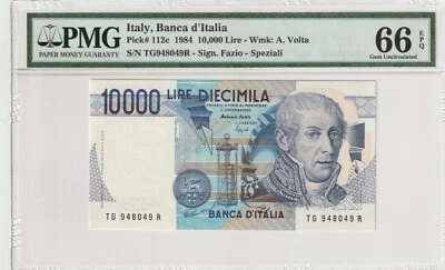 Italy 1984 10,000 Lire PMG Certified Banknote UNC 66 EPQ Pick 112c - Image 1 of 2