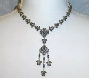 52 gms Vintage Plata 925 Corazones Flores Marcasita Estilo Gota Victoriana - Imagen 1 de 7