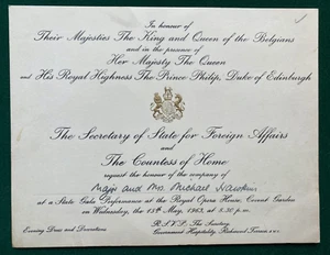 Antique Royal Invitation Queen Elizabeth II Prince Philip King Baudouin Belgium - Picture 1 of 4
