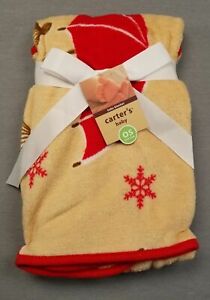 New Carter's Red & Tan Little Girl Snowflake Soft Baby Blanket