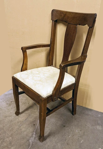 Antique Vintage Old Solid Oak Wood Wooden Dining Side Accent Arm Chair Armchair Cover