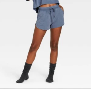 Colsie XS Damen Schlafshorts Acid Wash blau - Pyjama kurze Taschen, Kordelzug - Bild 1 von 5