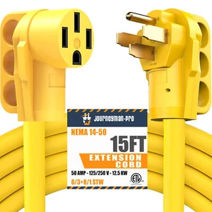 OPEN BOX - 15' FT 50 Amp RV Extension Cord Power Supply Cable 6 Gauge Motorhome - Picture 1 of 8
