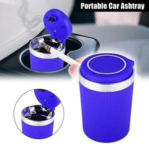 Car Accessories Portable Trash Can Ashtray Cigarette Container w/ LED Light Blue - Picture 1 of 7
