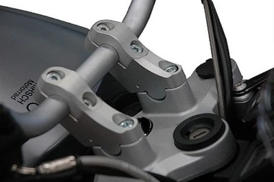 Handlebar Risers Backs Silver for BMW R1200R 05-10 50mm & F800ST for 22mm bars - Image 1 of 3