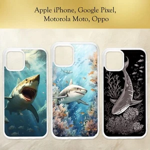 Custodia telefono subacquea pesce squalo blu scuro iPhone Motorola Google Pixel - Foto 1 di 4