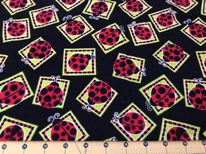 Ladybugs on Black 26” X 43” Flannel fabric #1593 - Picture 1 of 1