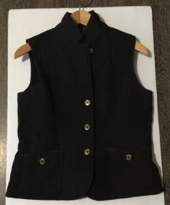 Talbots Quilted Vest Button Brown Corduroy Collar & Trim Ribbed Gusset Small - Image 1 of 4