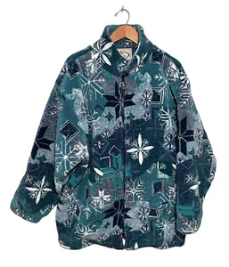 Chaqueta de invierno Kanata polar Fair Isle para hombre mediana cremallera completa esquí copo de nieve bolsillos - Imagen 1 de 7