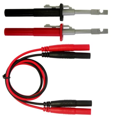 AIDETEK Test clip set insulation piercing red black banana plug stacking test leads