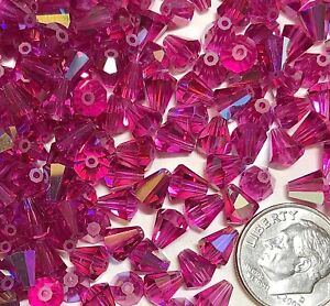 Vintage Swarovski® Crystal Cone Beads #5400 - 6.6x6mm - FUCHSIA AB - 360 Pieces