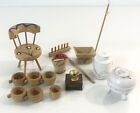 Vtg Dollhouse Mini Spindle Back Hand Painted Wooden Chair & Other Various Items.