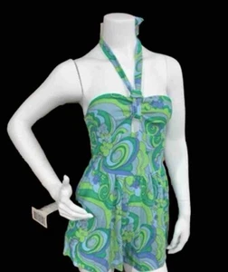 Mameluco para cubrir toalla de rizo con halter de remolino azul y verde Wild Fable talla mediana - Imagen 1 de 2